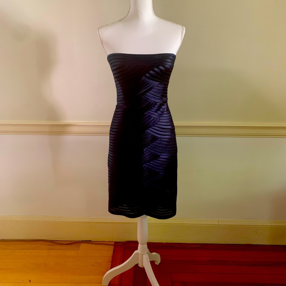 BCBG MaxAzria strapless indigo blue dress, purchased from Saks. Worn only once.